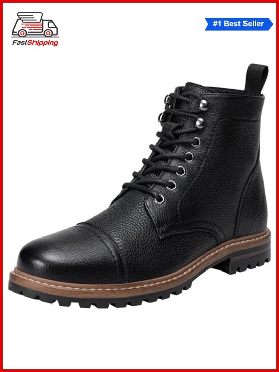 Other - Men's Top-Grain Pebbled Leather Lace-Up Cap Toe Dress Boots